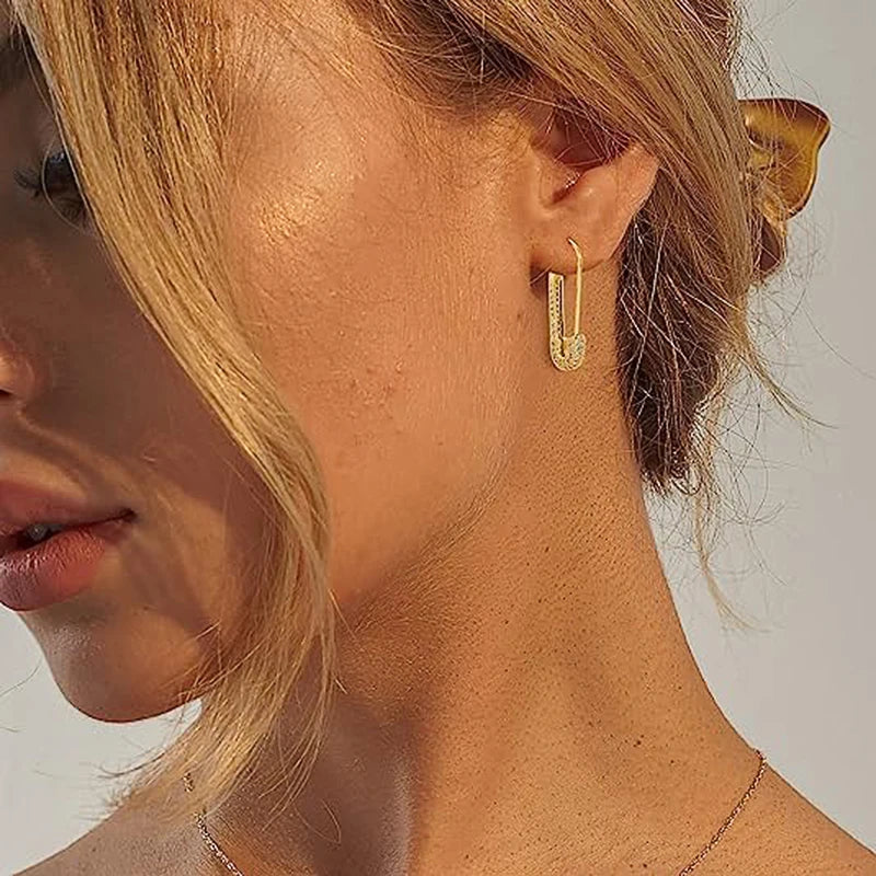 Paperclip Zircon Hoop Earrings