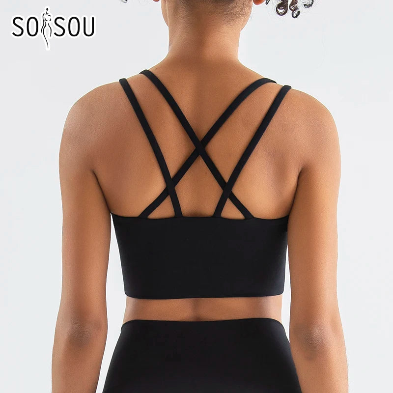 Elastic Cross-Back Sports Bra