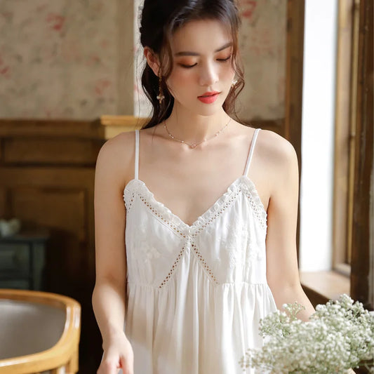 Embroidered Cotton Lace Nightdress
