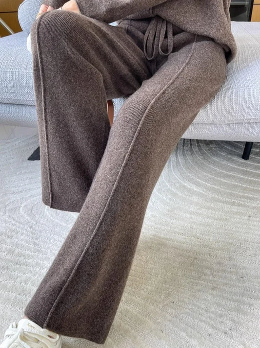 Knitted High-Waist Wide-Leg Pants