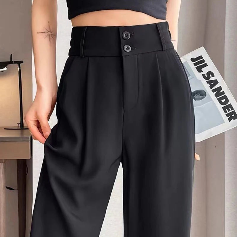 High-Waist Straight Office Trousers