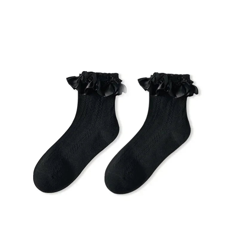 Lace Bow Ruffle Socks