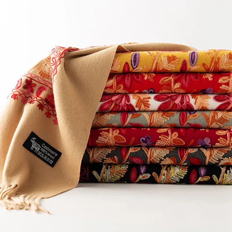 Embroidered Cashmere Blend Shawl
