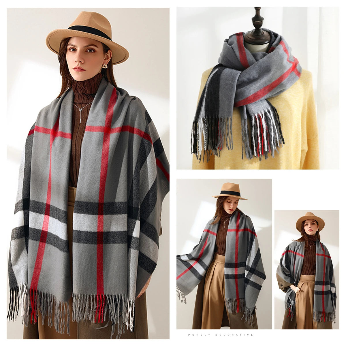 Classic Plaid Blanket Scarf