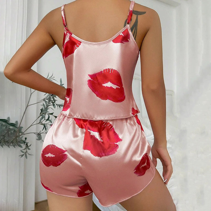 Satin Lace Cami Pajama Set