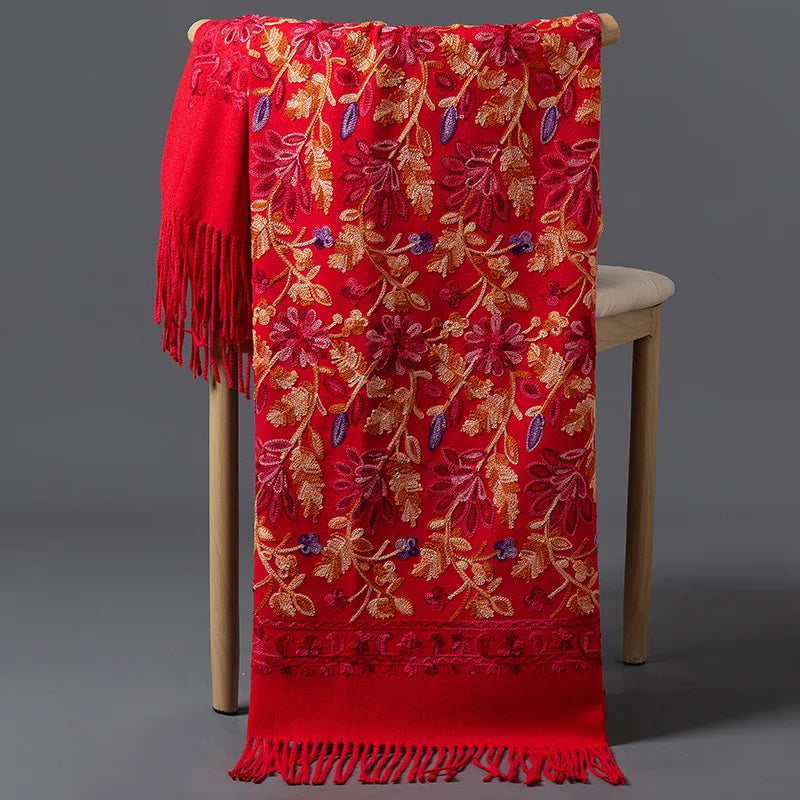 Embroidered Cashmere Blend Shawl