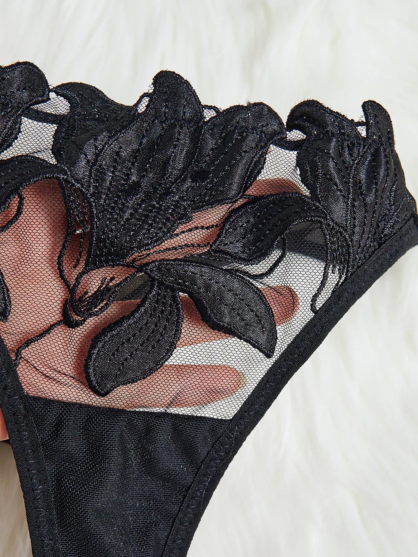 Floral Embroidered Bra Brief Set