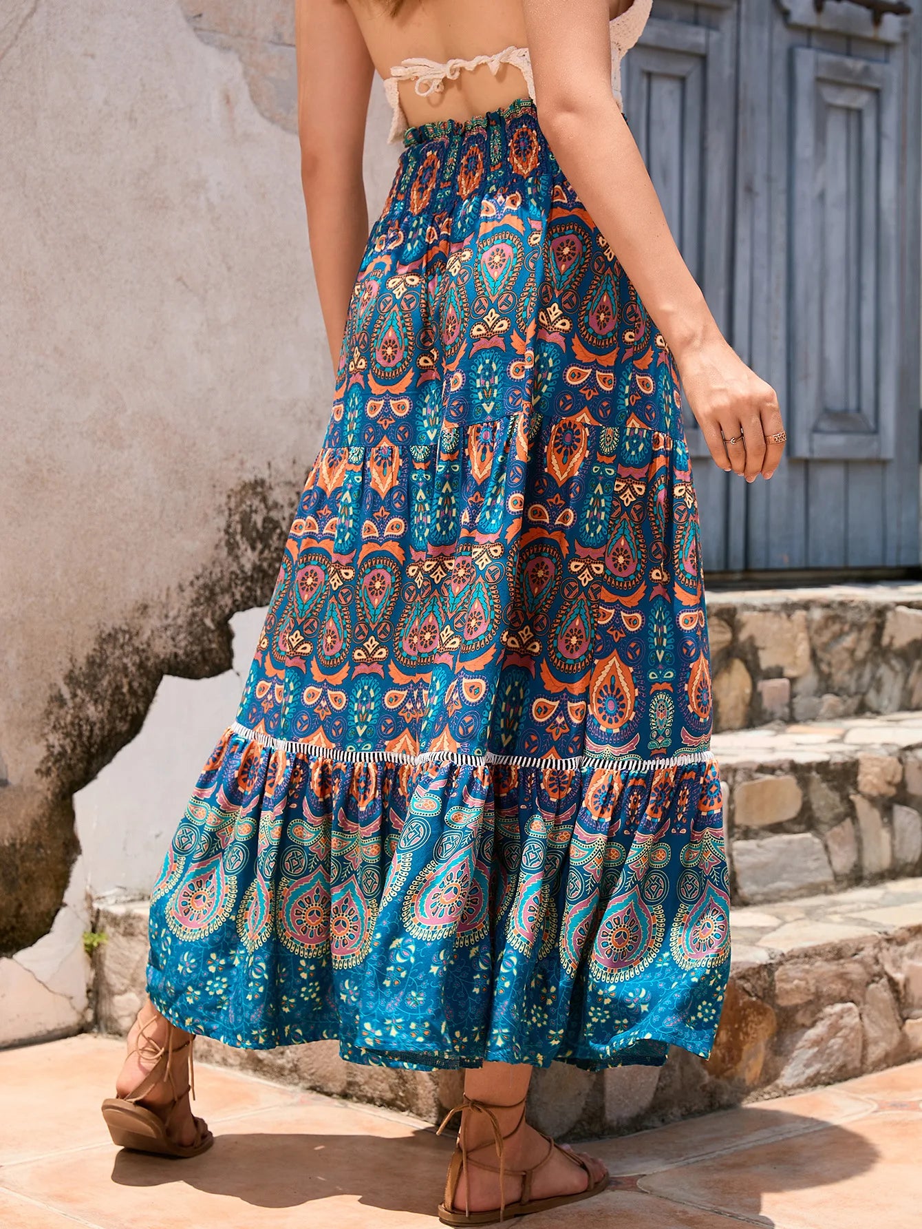 Bohemian Floral Maxi Skirt