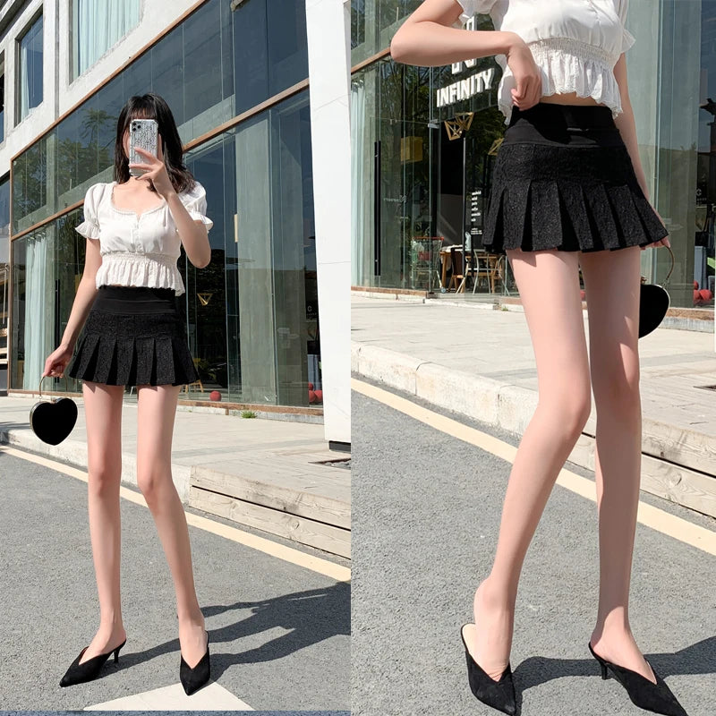Lace Pleated Mini Skirt