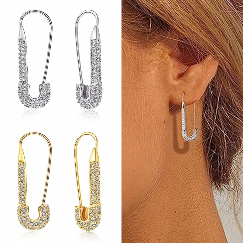 Paperclip Zircon Hoop Earrings