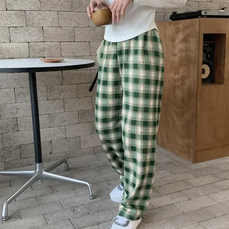 Fleece-Lined Plaid Winter Trousers