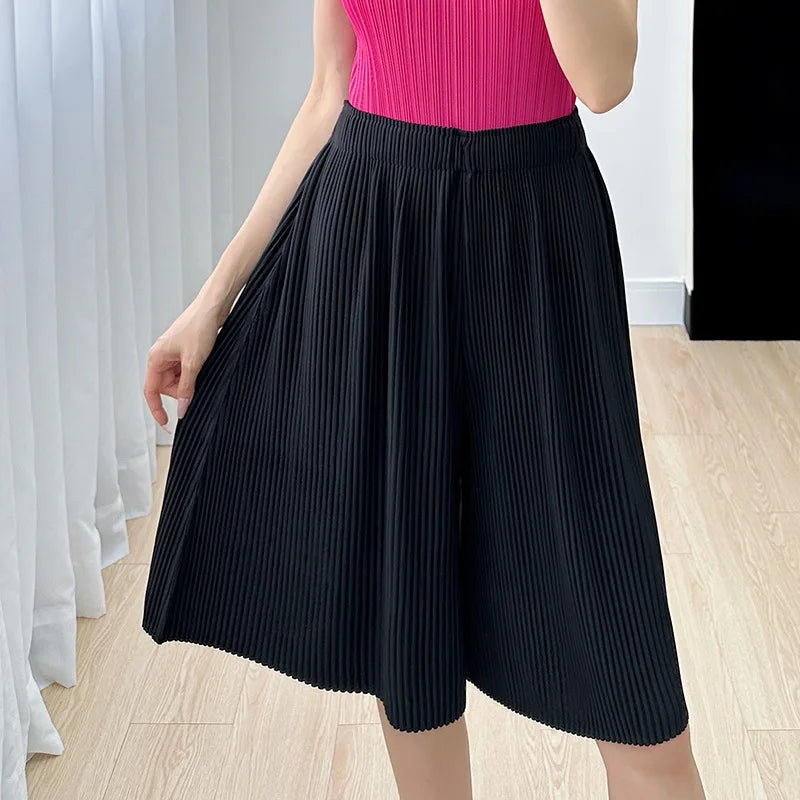 Pleated Wide-Leg Summer Shorts