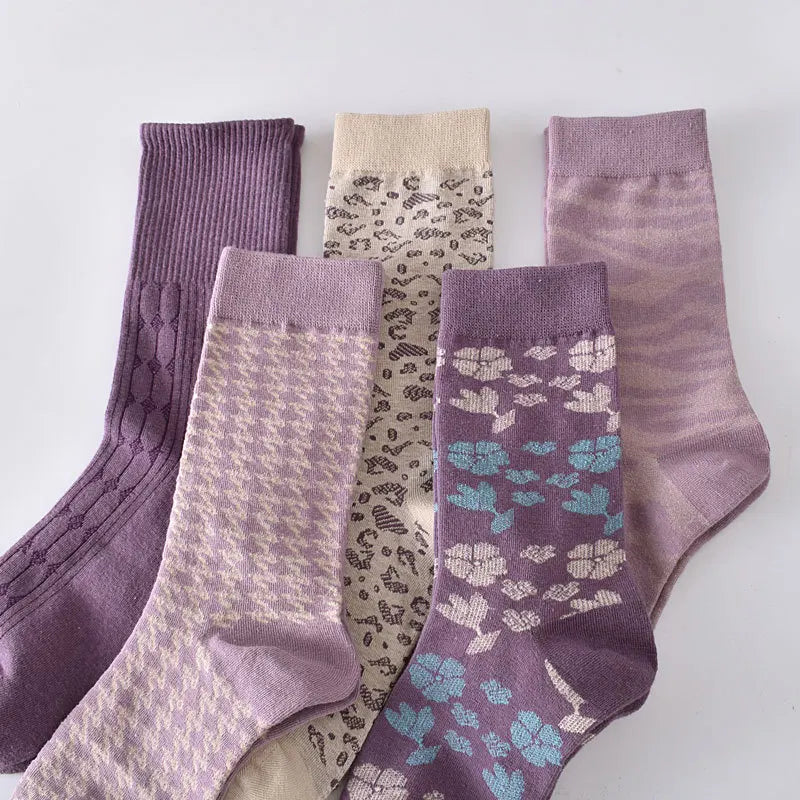 Embroidered Floral Crew Socks