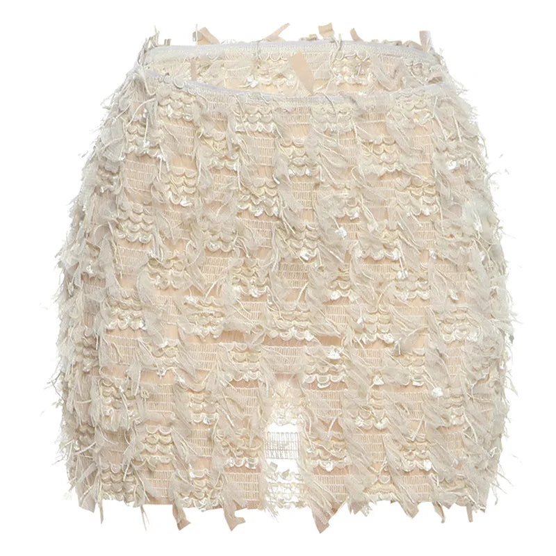 Colorful Tassel Knit Skirt