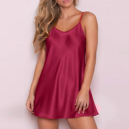 Breathable Satin-Feel Mini Nightdress