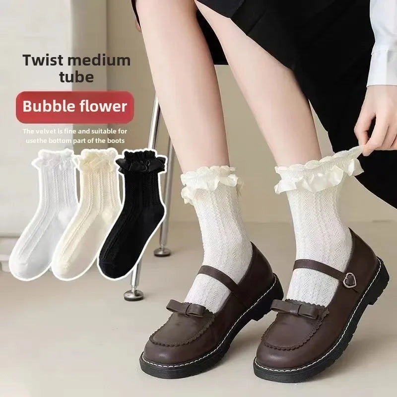 Lace Bow Ruffle Socks