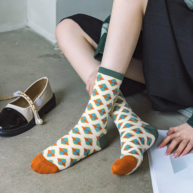 Floral Pattern Cotton-Blend Socks