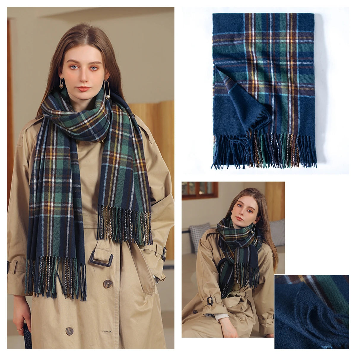 Classic Plaid Blanket Scarf