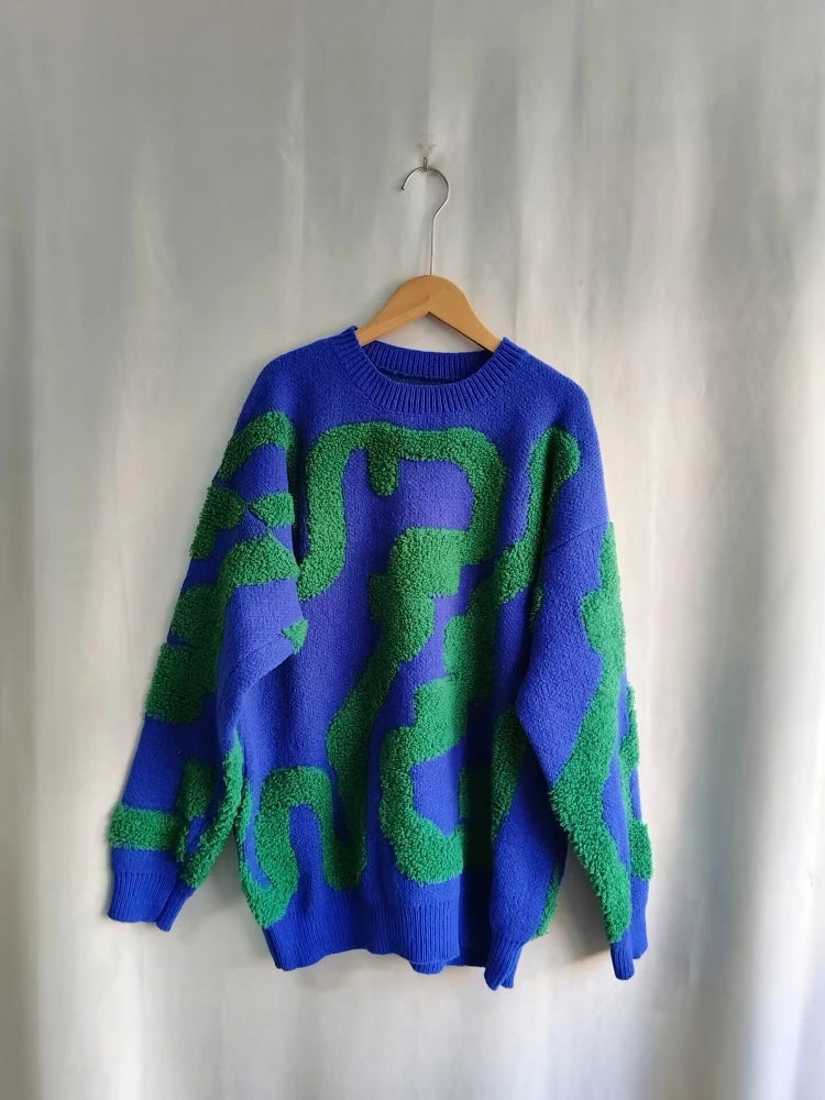Floral Embroidered O-Neck Sweater