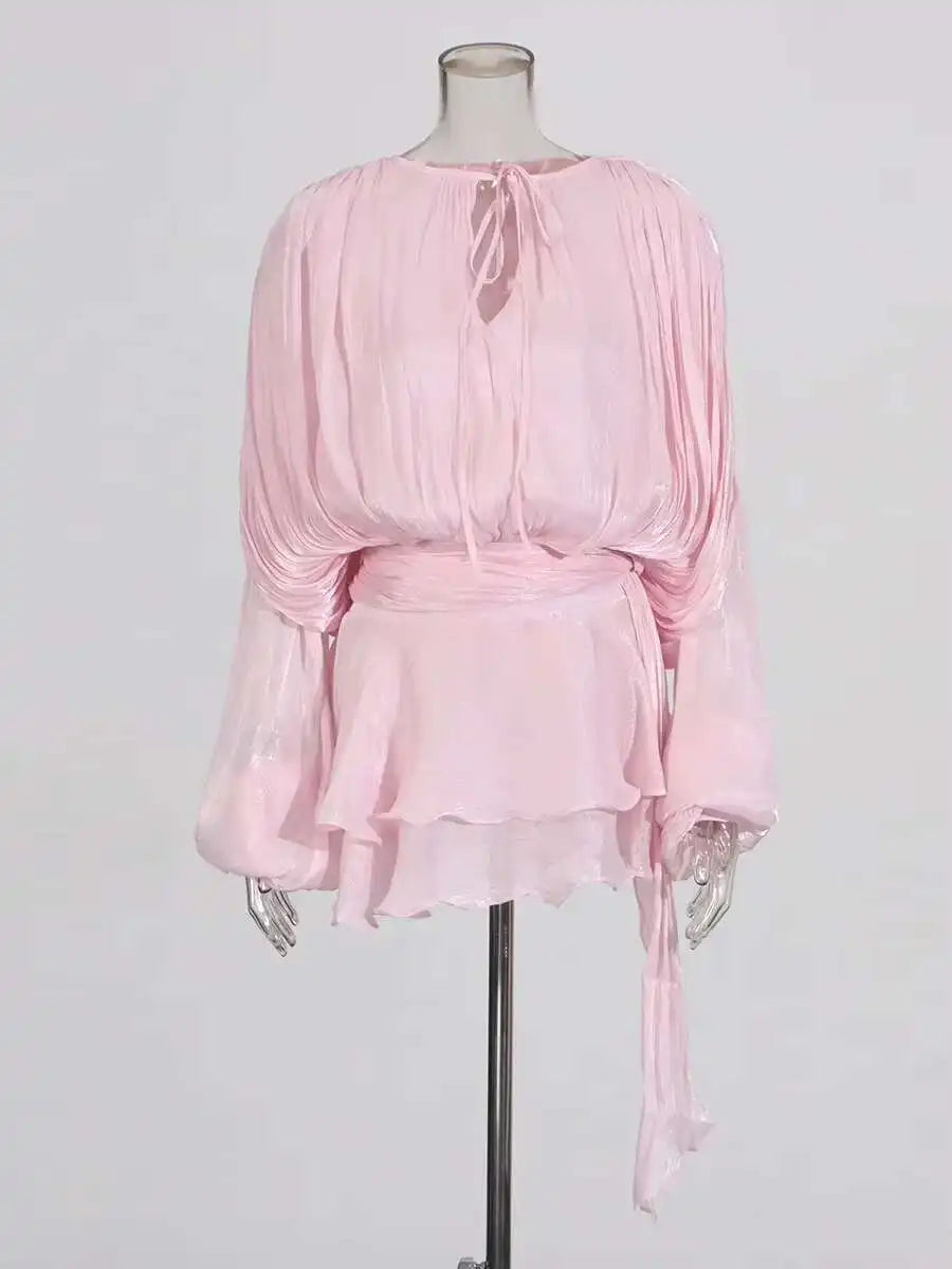 Draped V-Neck Mini Dress