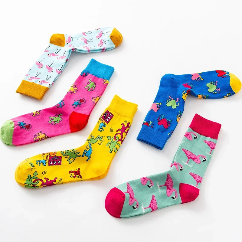 Flamingo Heart Cotton Socks