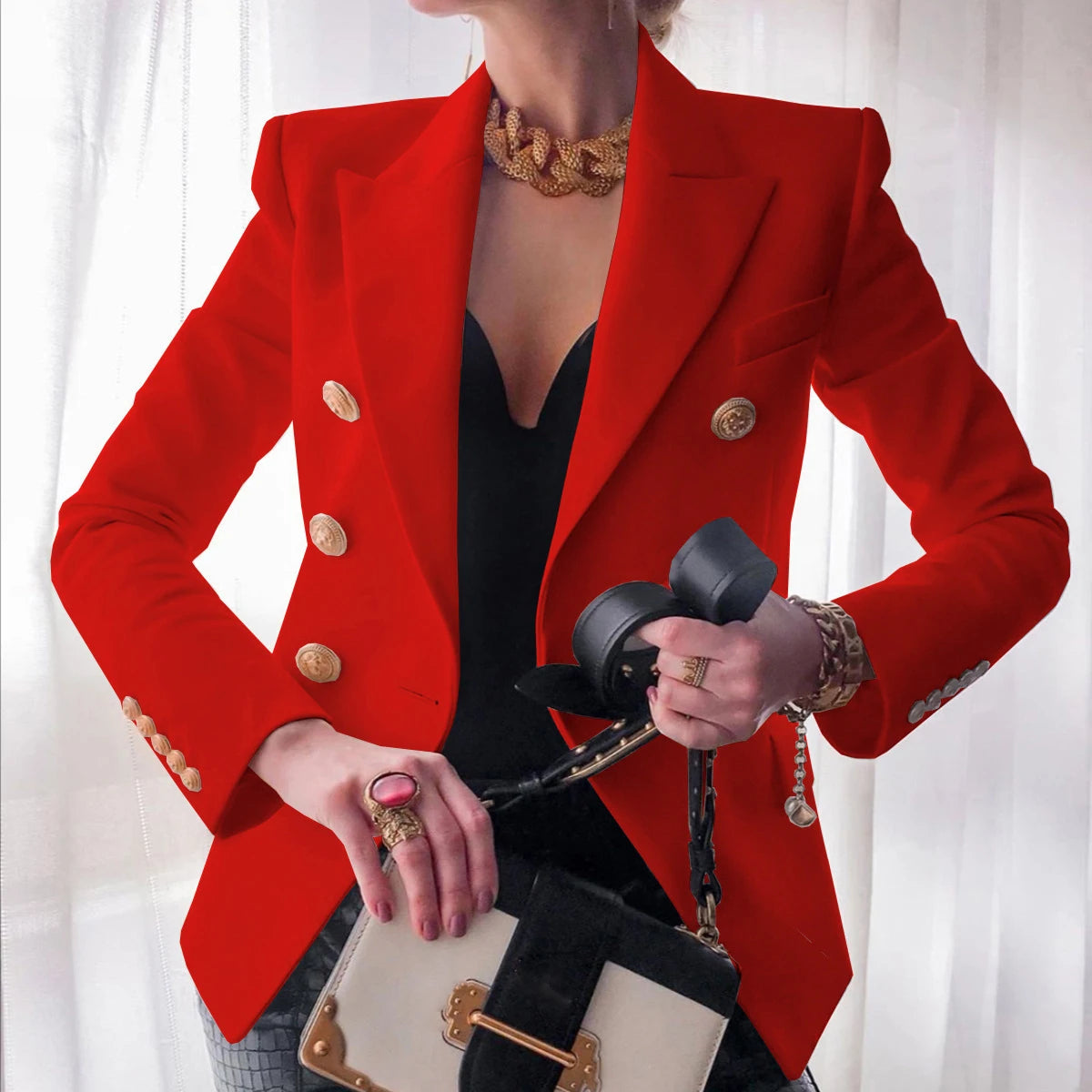 Tailored Turn-Down Collar Blazer