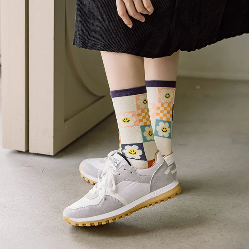 Floral Pattern Cotton-Blend Socks
