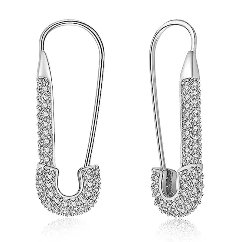 Paperclip Zircon Hoop Earrings