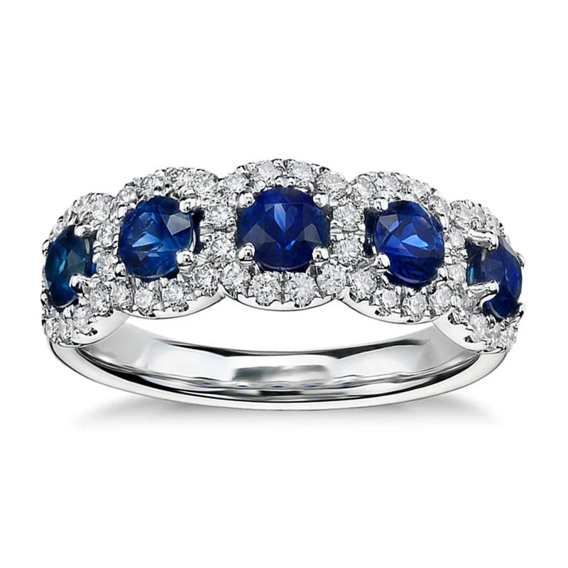 Blue White Zircon Bridal Ring