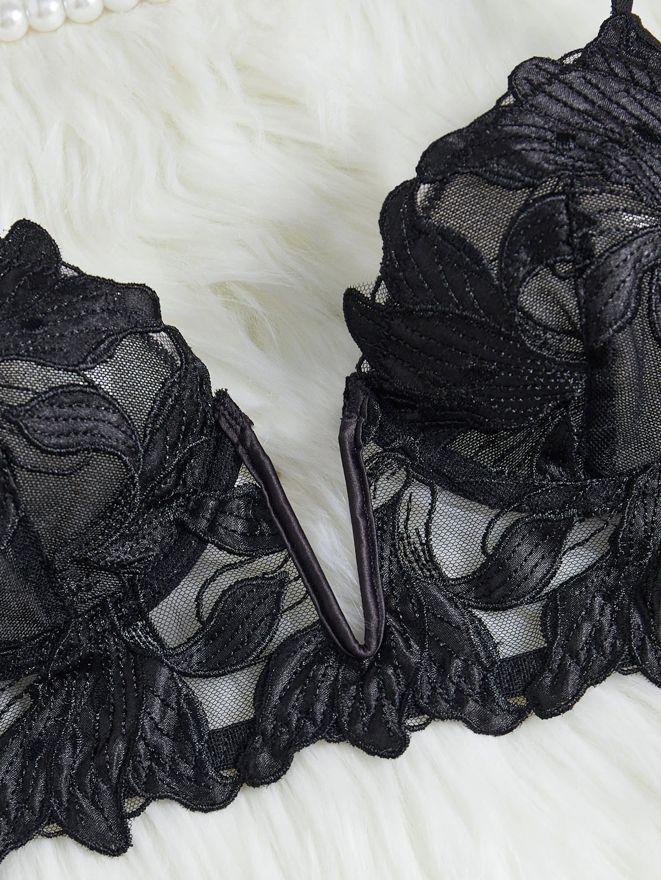 Floral Embroidered Bra Brief Set