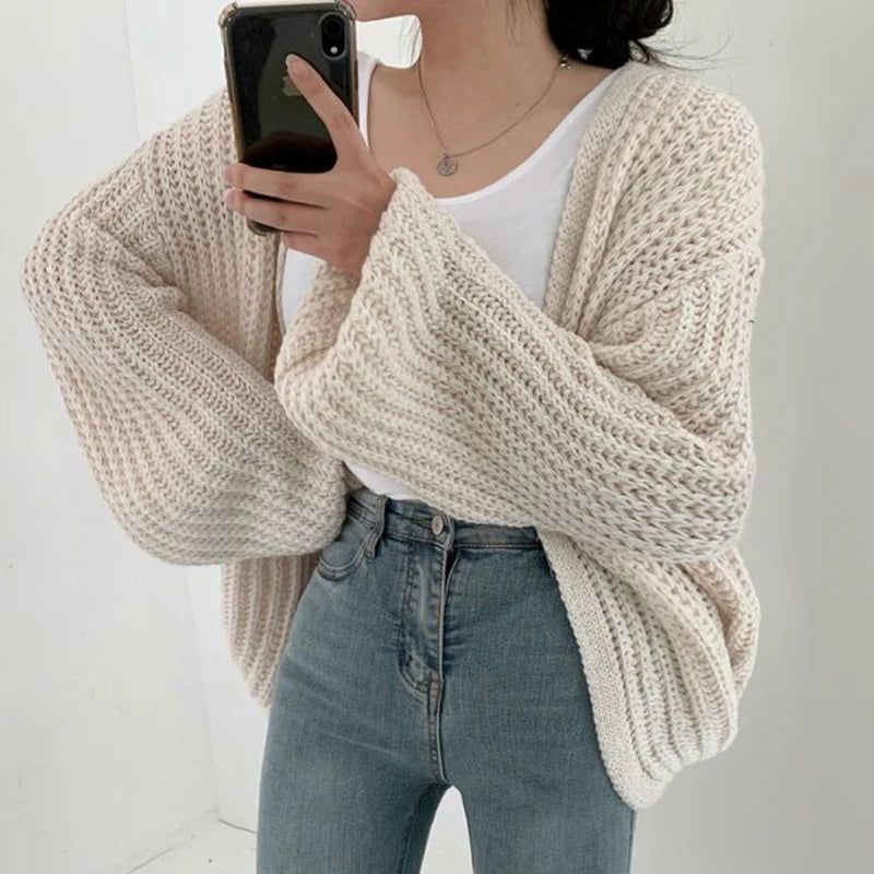 Harajuku Lantern-Sleeve Cardigan Sweater
