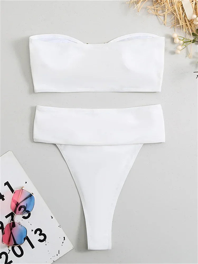 High-Waist Bandeau Bikini Set