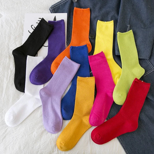 Solid Neon Crew Socks