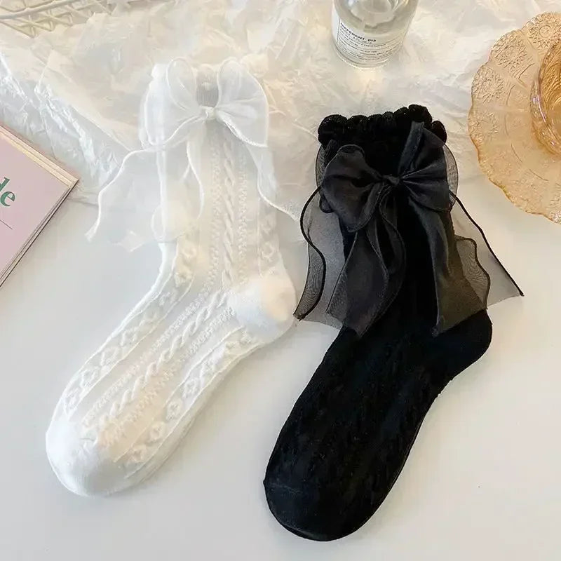 Lace Bow Ruffle Socks
