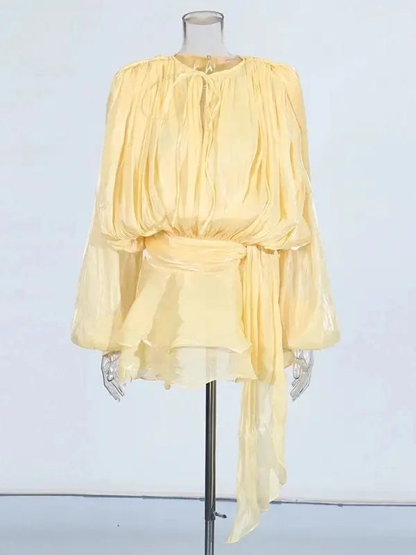Draped V-Neck Mini Dress