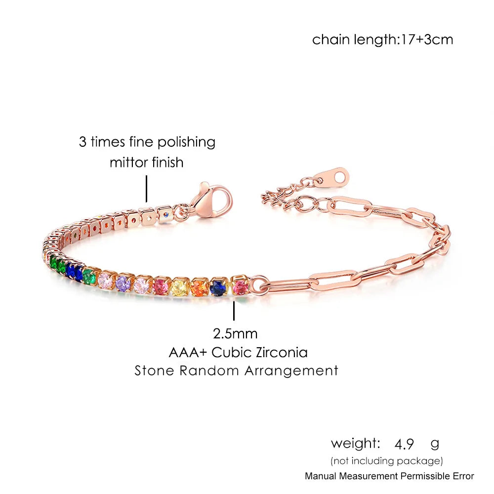Rainbow Zircon Tennis Bracelet