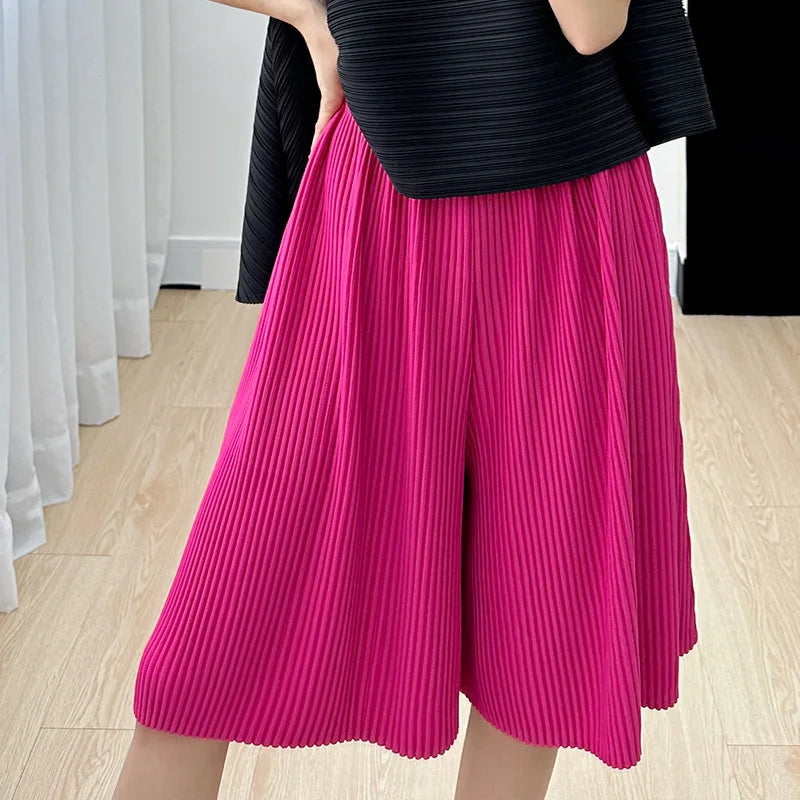 Pleated Wide-Leg Summer Shorts