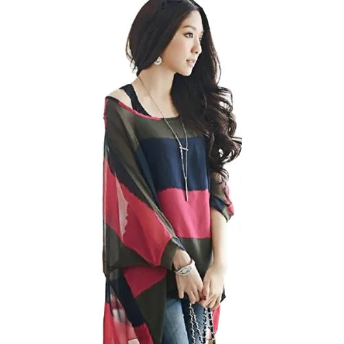 Bohemian Chiffon Batwing Blouse