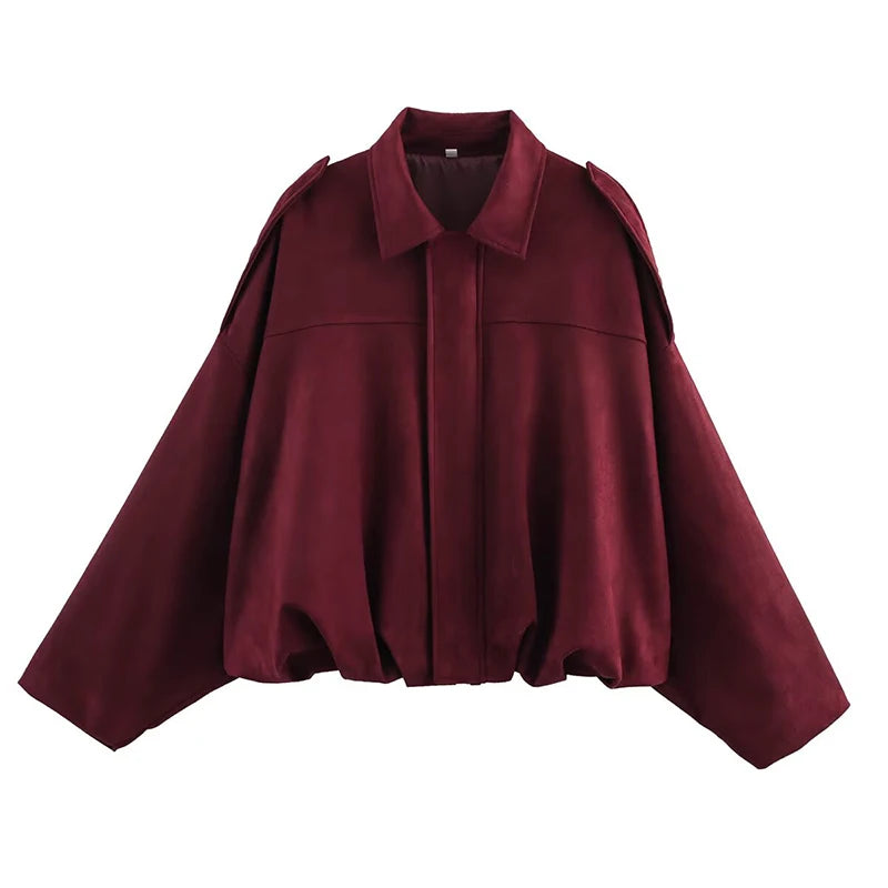 Textured Suede Bomber Jacket