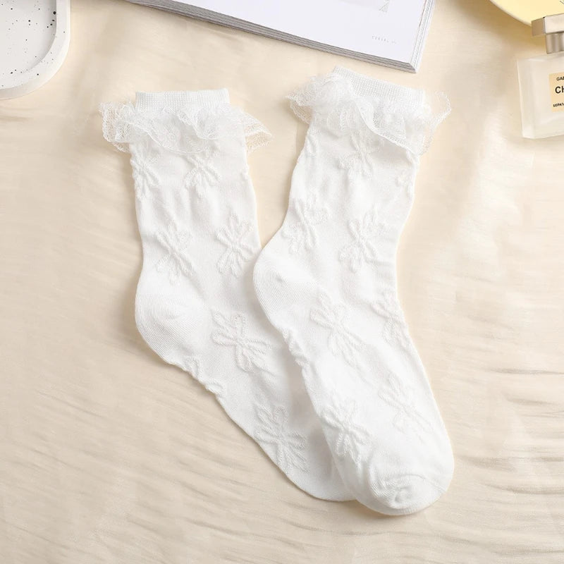 Lace Bow Ruffle Socks