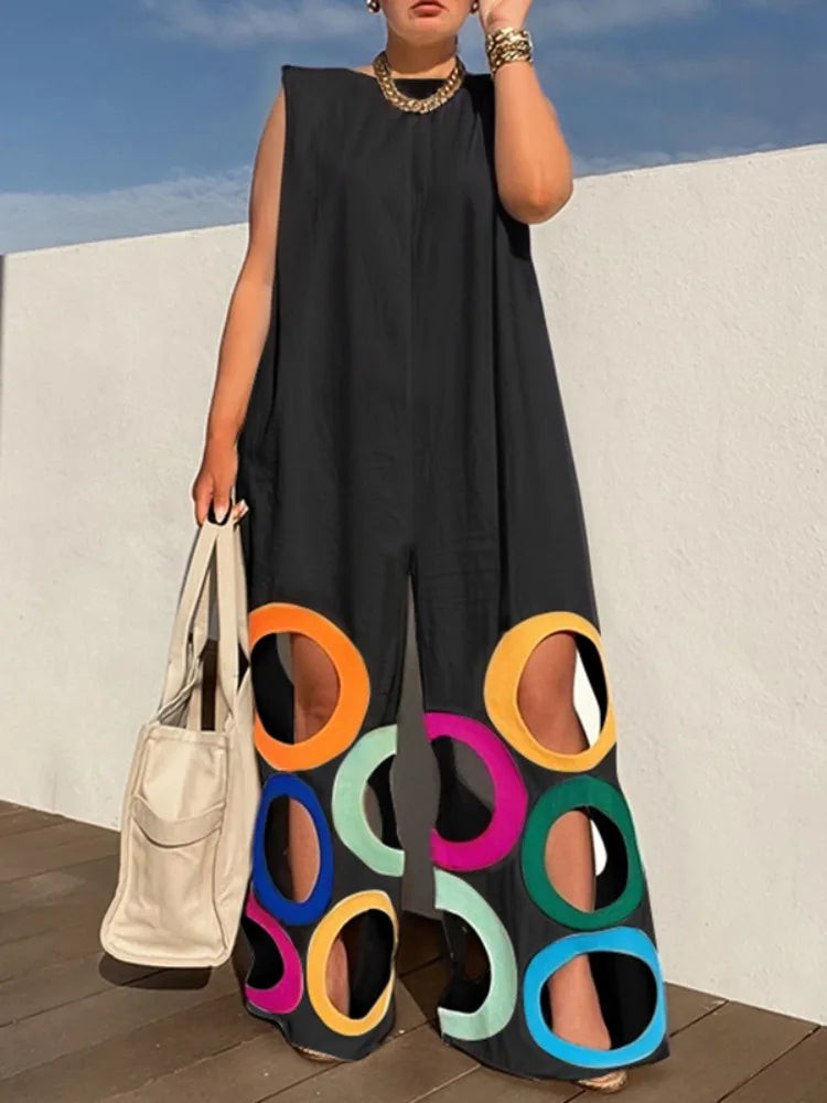 Rainbow Cutout Wide-Leg Jumpsuit
