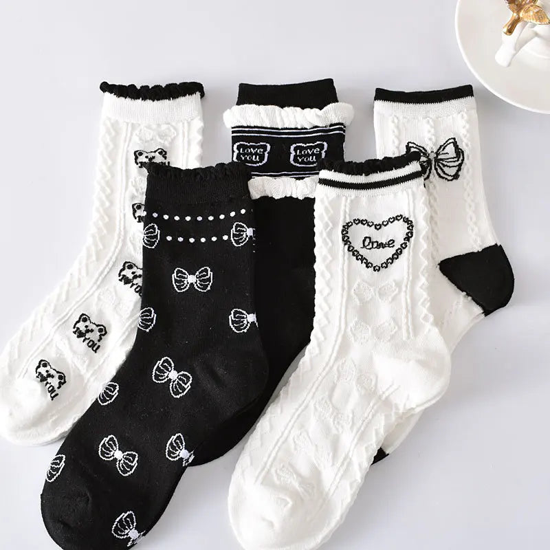 Embroidered Floral Crew Socks