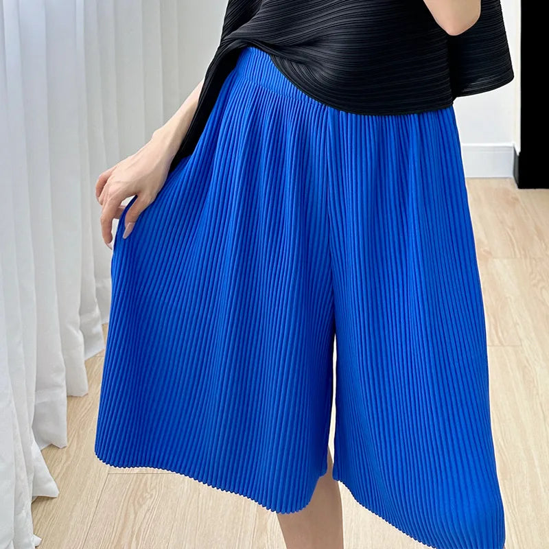 Pleated Wide-Leg Summer Shorts