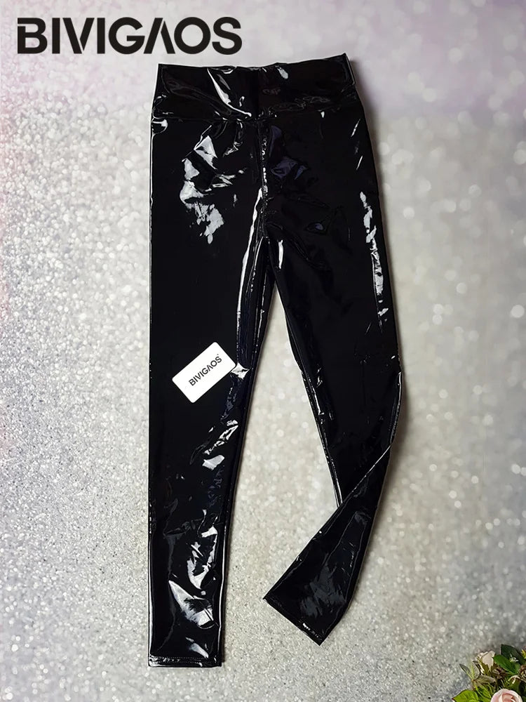 High-Waist Shiny Leather-Look Leggings