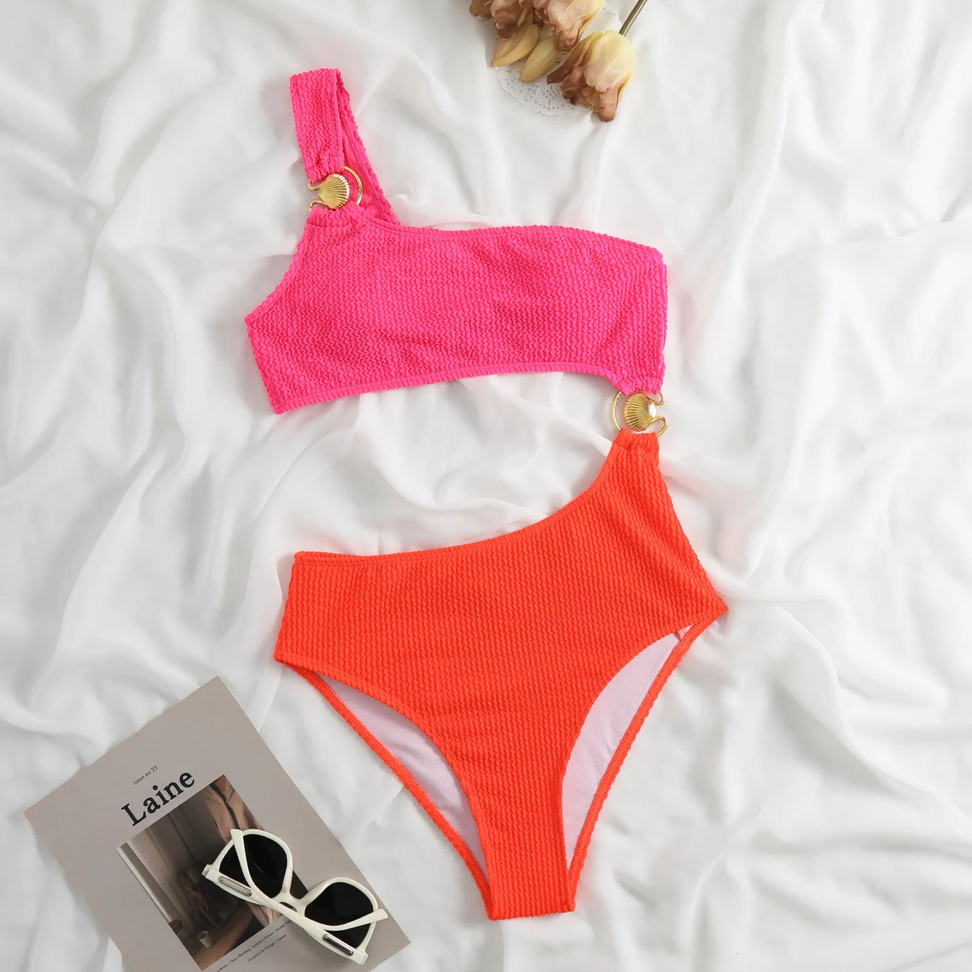 Polka-Dot Ruched One-Piece Swimsuit