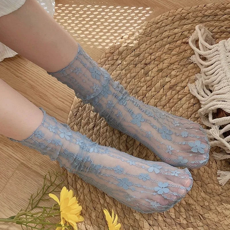 Sheer Floral Lace Socks