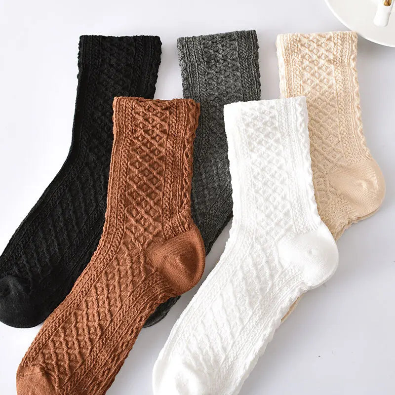 Embroidered Floral Crew Socks