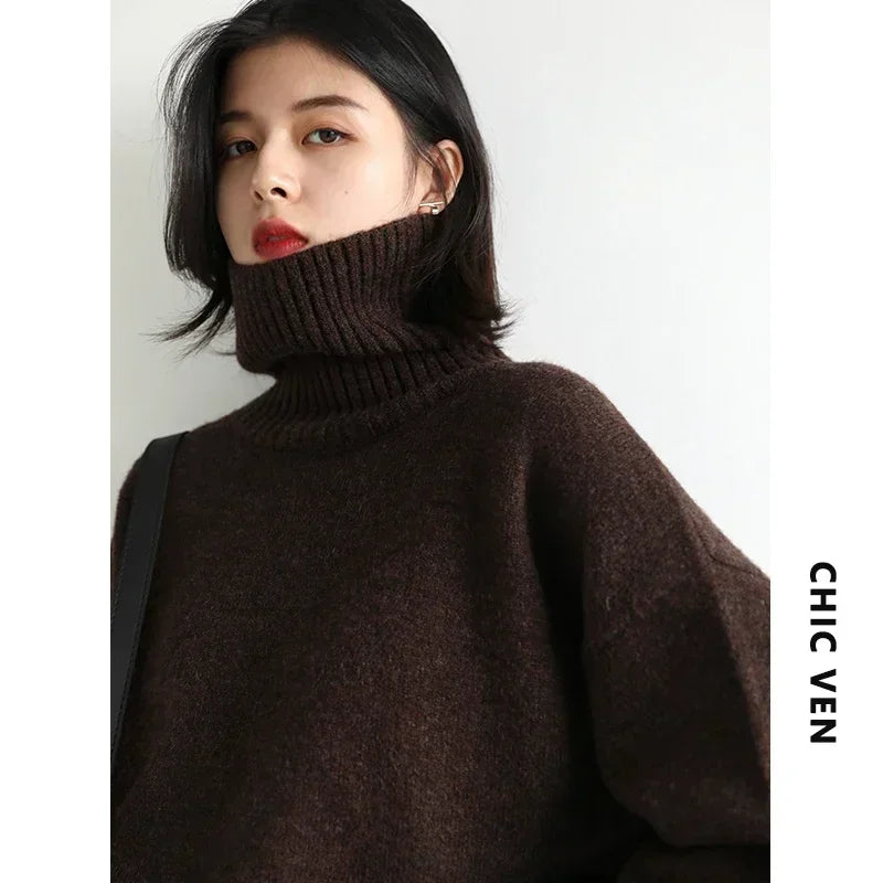 Loose Half-Neck Knit Sweater