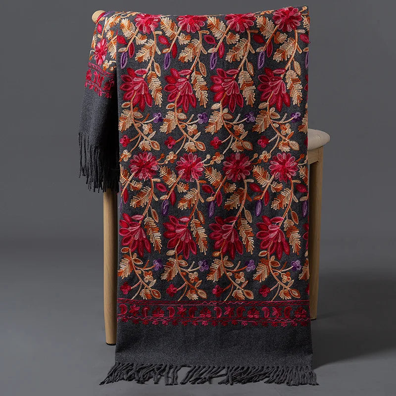 Embroidered Cashmere Blend Shawl